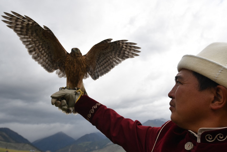 man with eagle.
