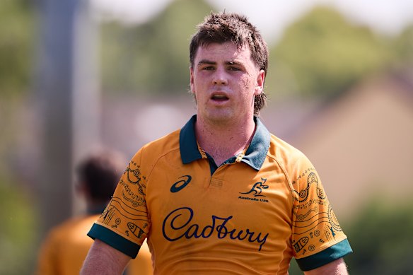 Joe Dillon playing for the Junior Wallabies in Italy in 2025.