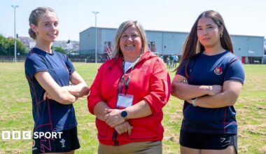 Nadine Griffiths, WRU Director of Women’s Rugby during her visit to Llandovery College