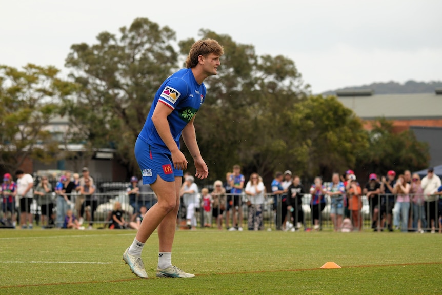 a rugby league player at training