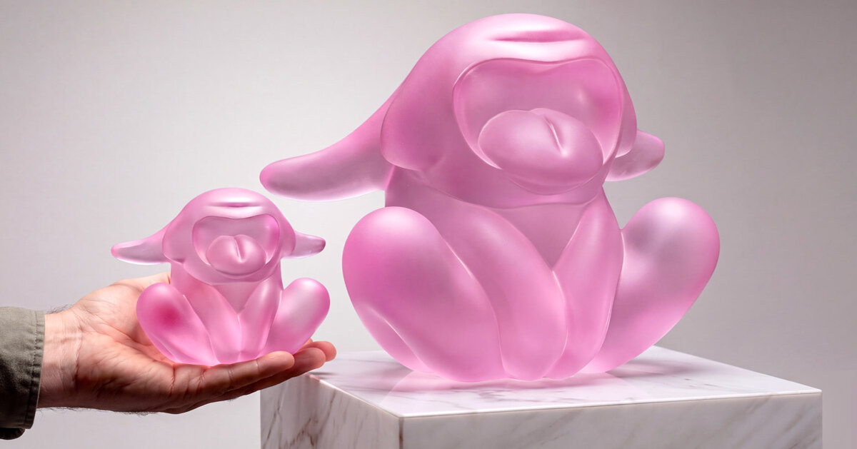 crystal animal sculptures freeze the open-mouthed gesture of a roar