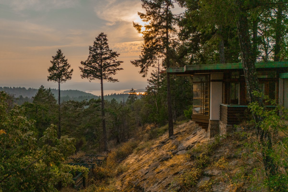 Gulf Island home inspired by Frank Lloyd Wright on sale
