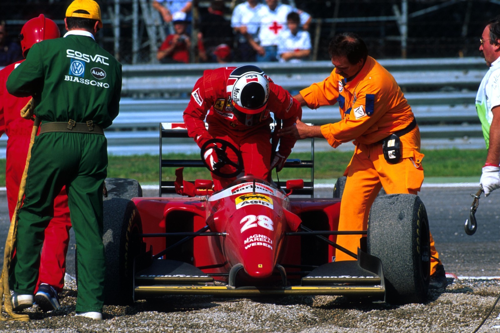 In 1993, Ferrari team-mates Gerhard Berger and Jean Alesi contrived to collide after qualifying had finished