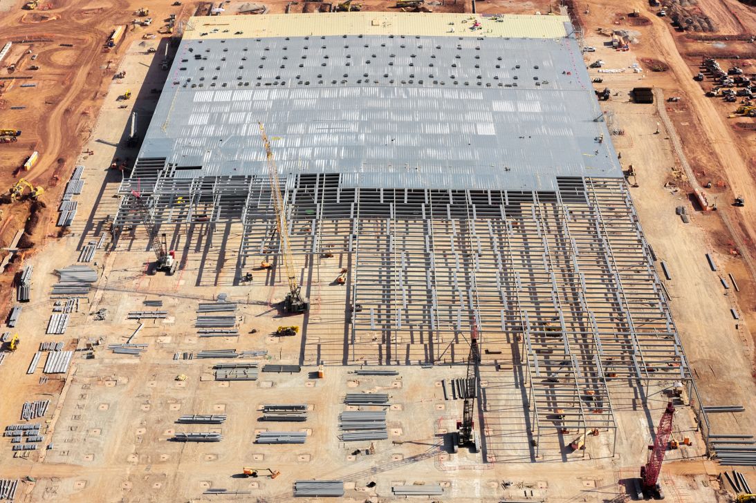 An aerial view of the construction site of the Stargate Oracle AI data center on August 26, 2026 in Abilene, Texas.