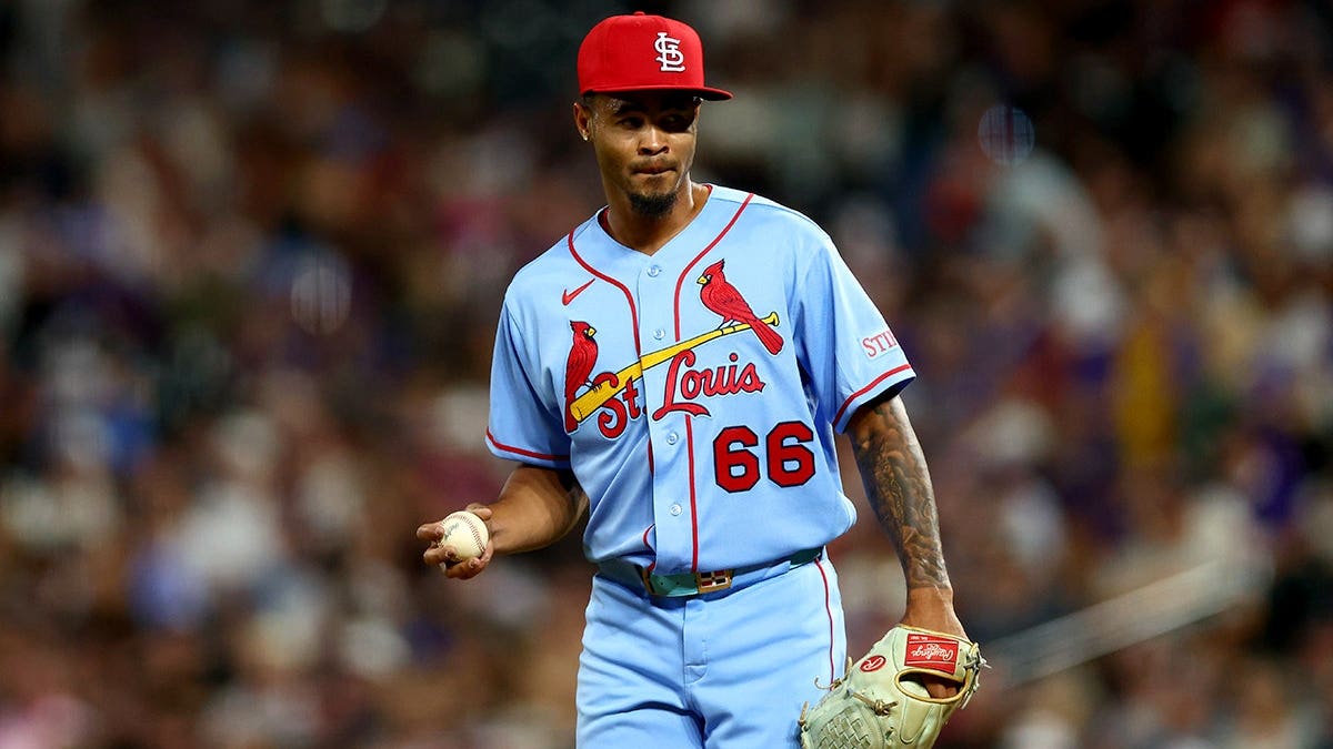 Hancel Rincon reacts on the mound at Coors Field.