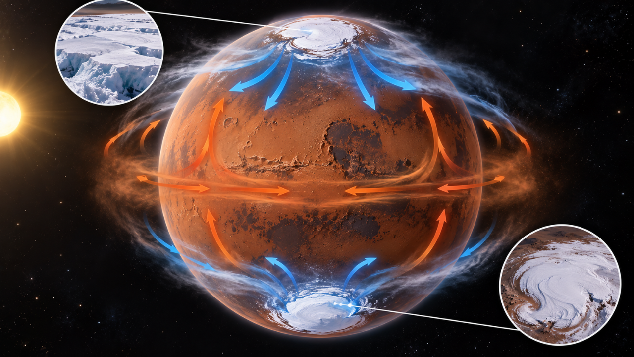 Image AI generated How do Mars’ seasonal polar caps affect its atmosphere