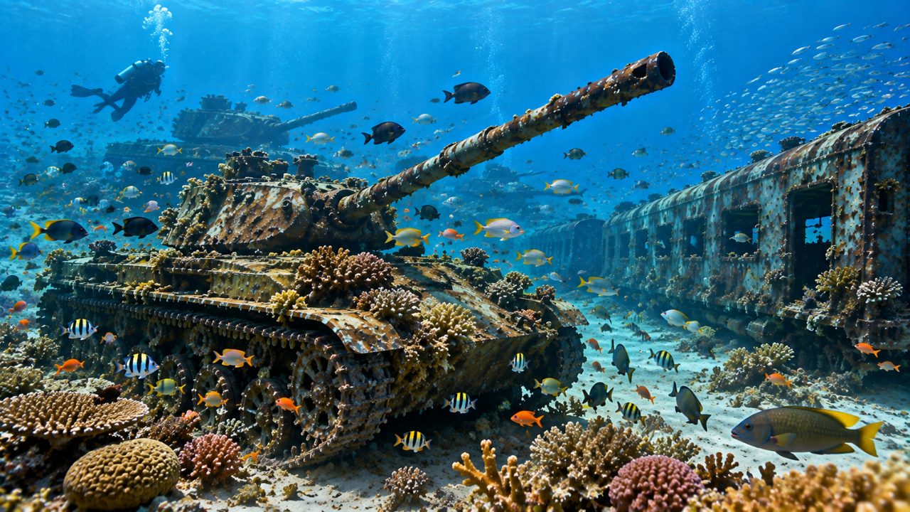 Image AI generated How many fish species did the artificial reefs attract