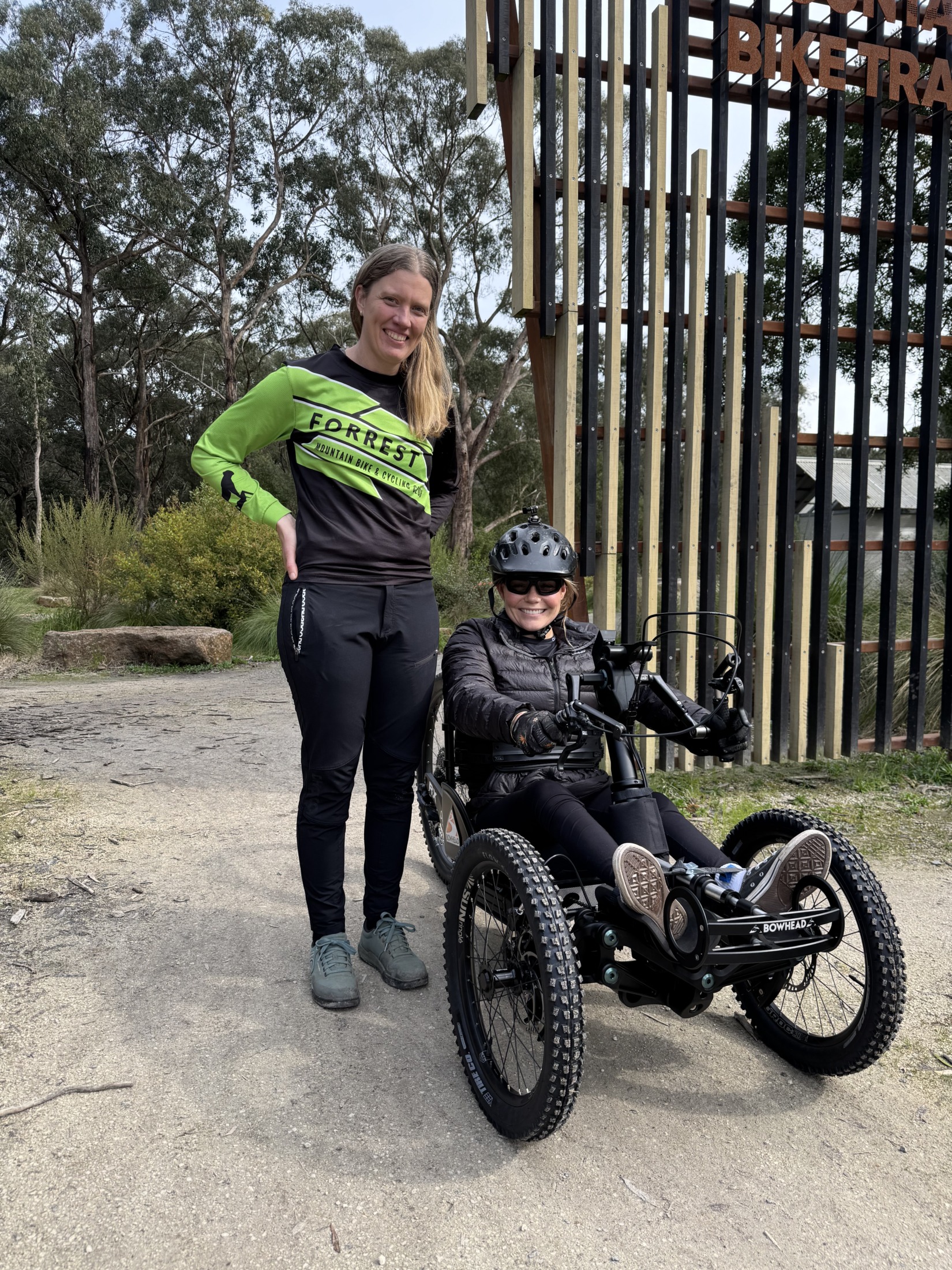 An adaptive mountain bike at the Forrest MTB park trailhead. 