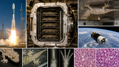 In 2005, Nasa sent five geckos into space for 16 days without food or water, with later tests revealing changes in their bones and liver cells