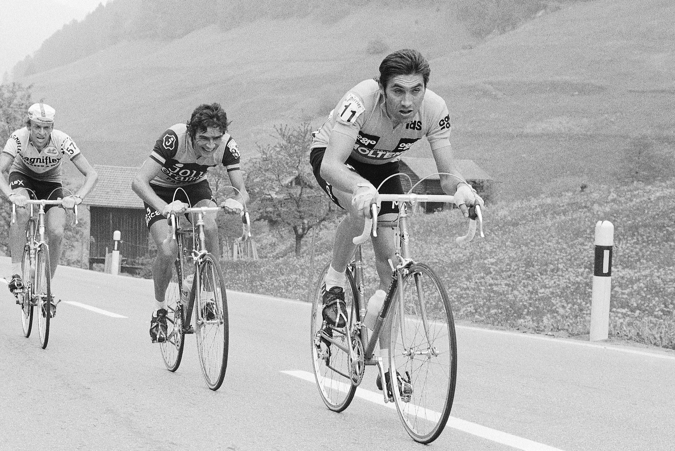 Prior to the UCI Road World Championships in 1974, Eddy Merckx won the Giro d'Italia, the Tour de Suisse (shown here) and the Tour de France