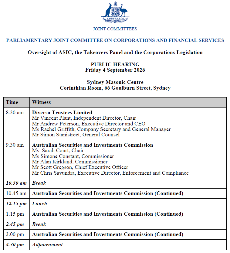 Public Hearing Agenda 