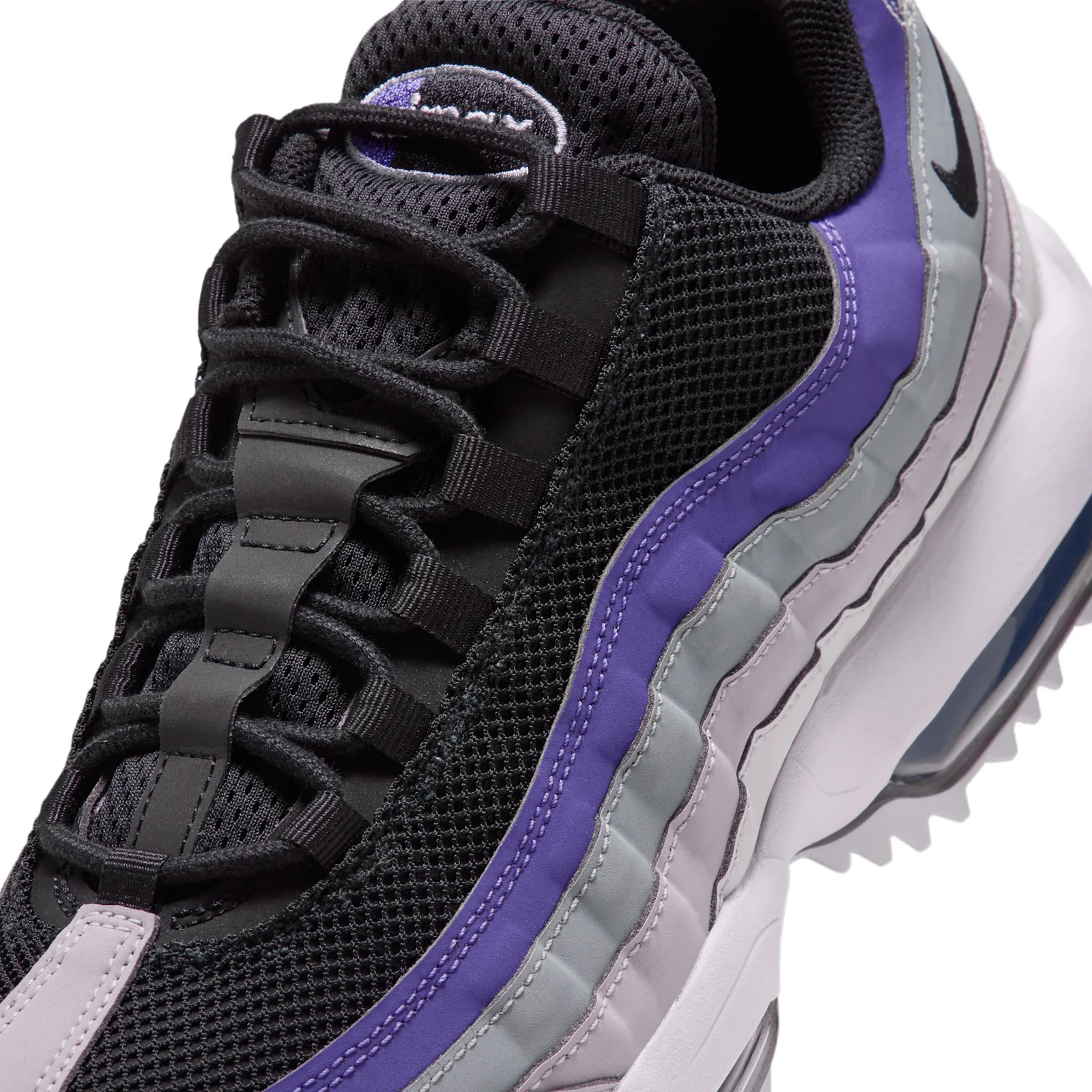 collar detail, black mesh with purple panel, grey overlay and black swoosh, Dark Iris