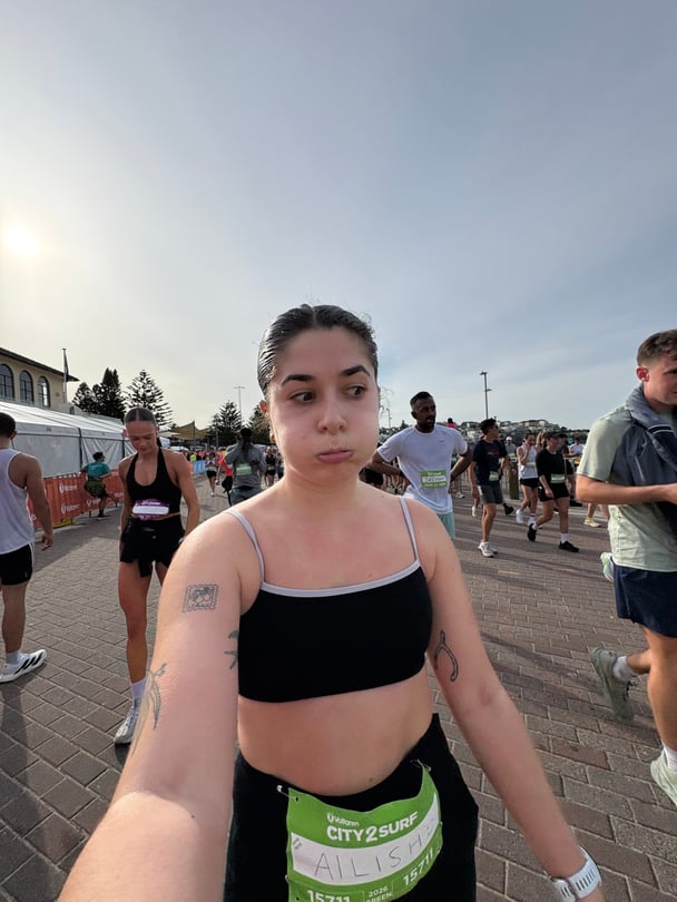 Ailish takes a selfie on a run.