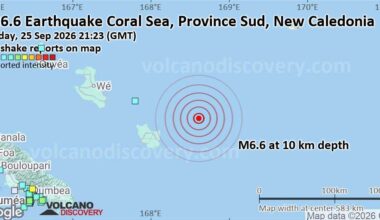Felt earthquake: 6.6 quake Coral Sea, Province Sud, 69 km east of Mare Island, New Caledonia, 23 minutes ago