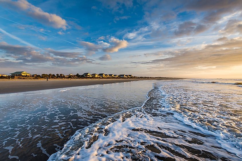Beach homes at Isle of Palms, Charleston, South Carolina, at sunrise