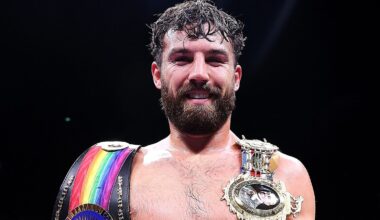 Pat Brown celebrates victory over John Hedges (Credit: Matchroom Boxing)