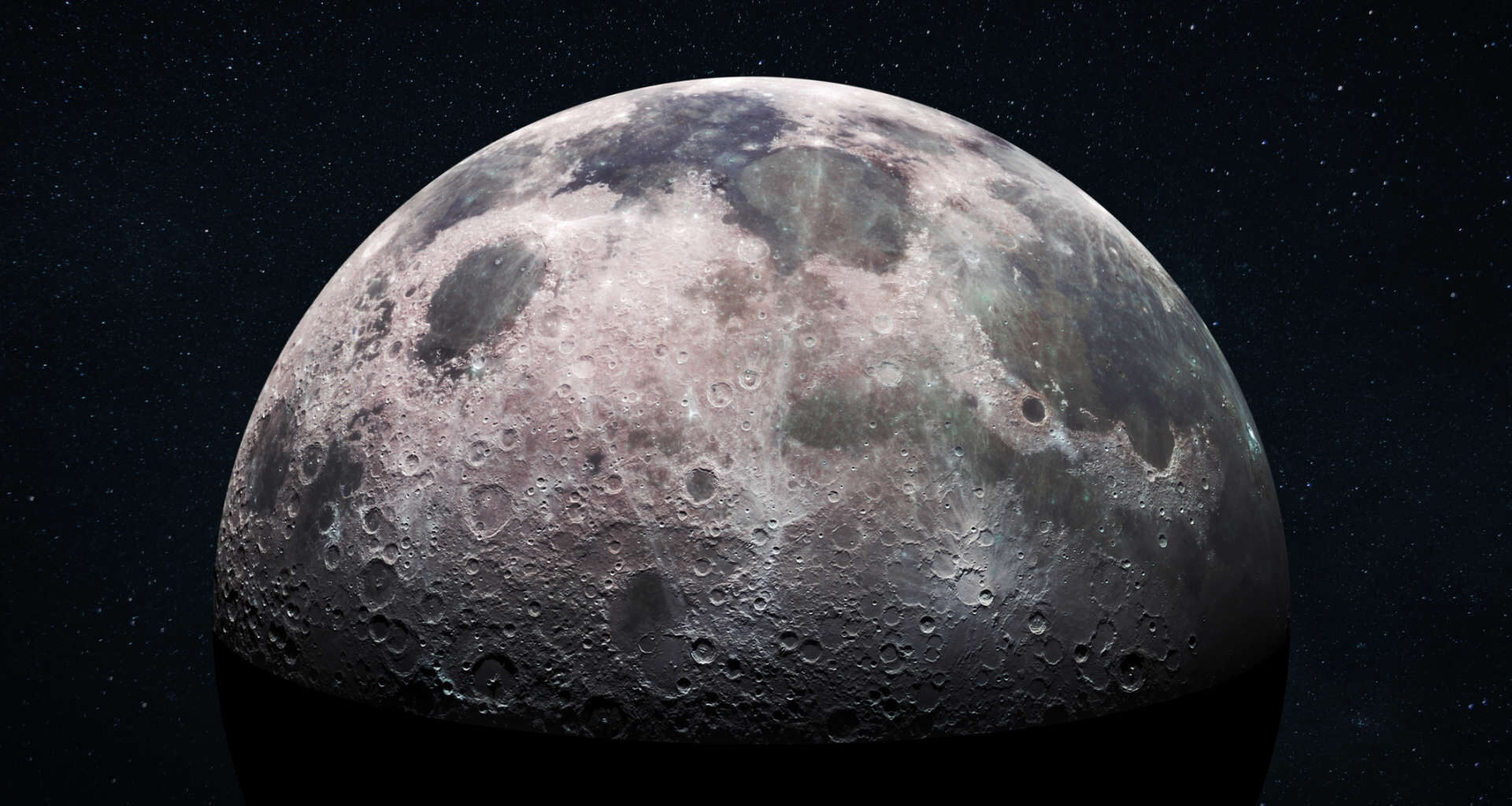 A detailed view of the moon's surface with craters against a starry background.