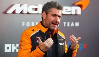 Andrea Stella, Team Principal of McLaren talks to the media during previews ahead of the F1 Grand Prix of Las Vegas at Las Vegas Strip Circuit on November 19, 2025 in Las Vegas, Nevada. (Photo by Clive Rose/Getty Images for McLaren)