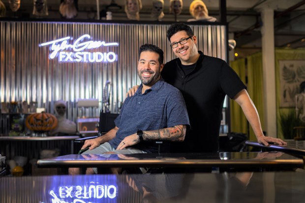 Tyler Green, a special effects artist, and commercial photographer and artist Anthony Videira recently moved into a new studio space at Market Street Creatives in Torrington. The warehouse-turned vendor market also rents studio space for small businesses. (Emily M. Olson)