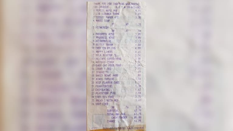 The receipt dated August 1991.