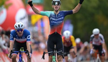 Aubin Sparfel (Decathlon CMA CGM) wins the Gp de Wallonie in Namur. BELGA PHOTO DAVID PINTENS (Photo by DAVID PINTENS / BELGA MAG / Belga / AFP via Getty Images)