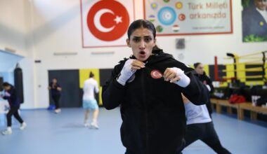 National boxer Pinar Benek trains at the Kastamonu Kadidagi Boxing Camp Training Center in preparation for the Under-23 European Championship. (AA Photo)