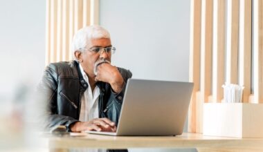 A person at a laptop.