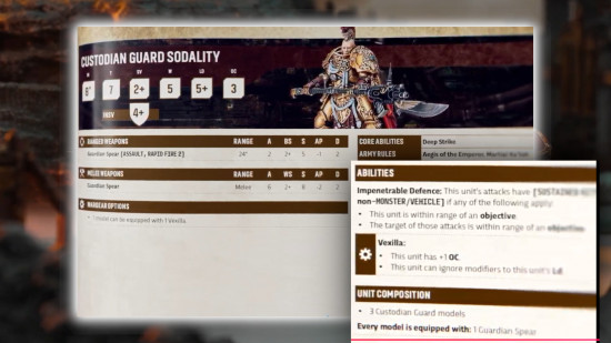warhammer-40k-new-adeptus-custodes-custodian-guard-datasheet-zoom Warhammer 40k new Adeptus Custodes models - Games Workshop photo showing the new Custodian guard datasheet