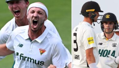 Cricket 2026: Sheffield Shield wrap, Tasmania vs Victoria, Gabe Bell six wickets, Western Australia vs NSW draw, Sam Konstas unbeaten 151