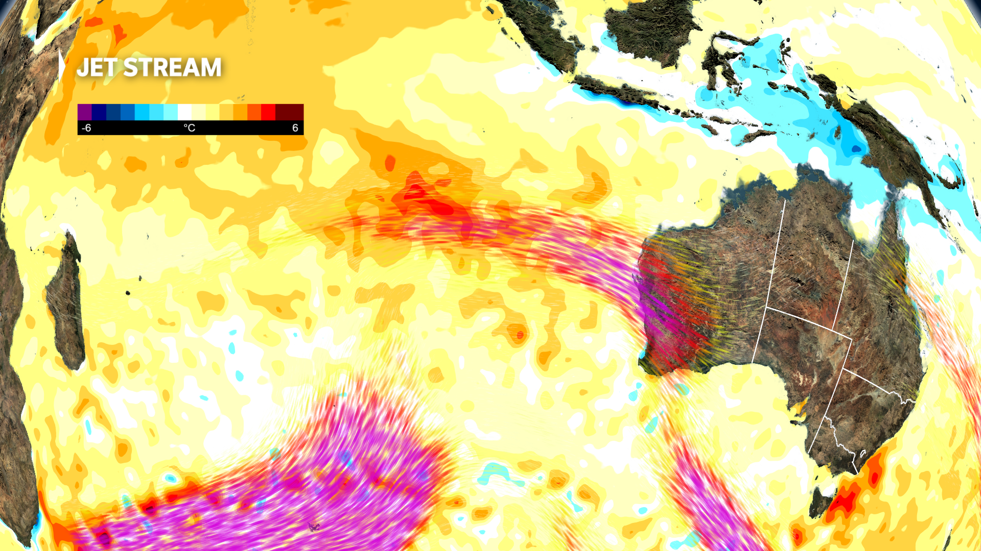 a weather map of australia shows warm blob of water in the Indian Ocean may be contributing to a wetter than normal El Niño