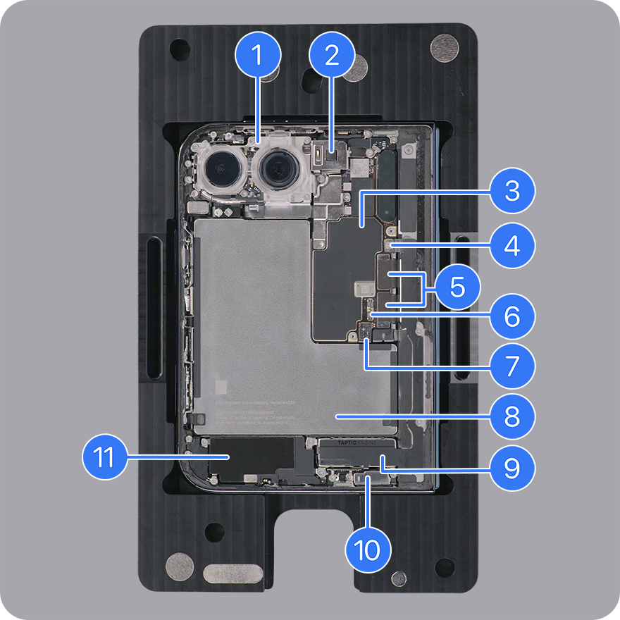 Apple’s internal view of iPhone Duo from the back-glass side.
