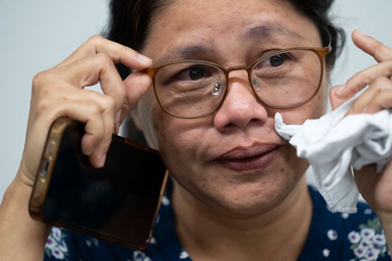 First grade teacher Leah Mae Bauyot gets emotional talking about what she misses the most: her two children and husband who are still in the Philippines.