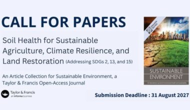 Call for Papers: Soil Health for Sustainable Agriculture, Climate Resilience and Land Restoration – Submit by August 2027