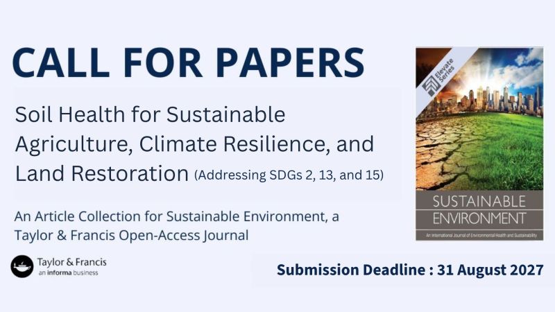 Call for Papers: Soil Health for Sustainable Agriculture, Climate Resilience and Land Restoration – Submit by August 2027