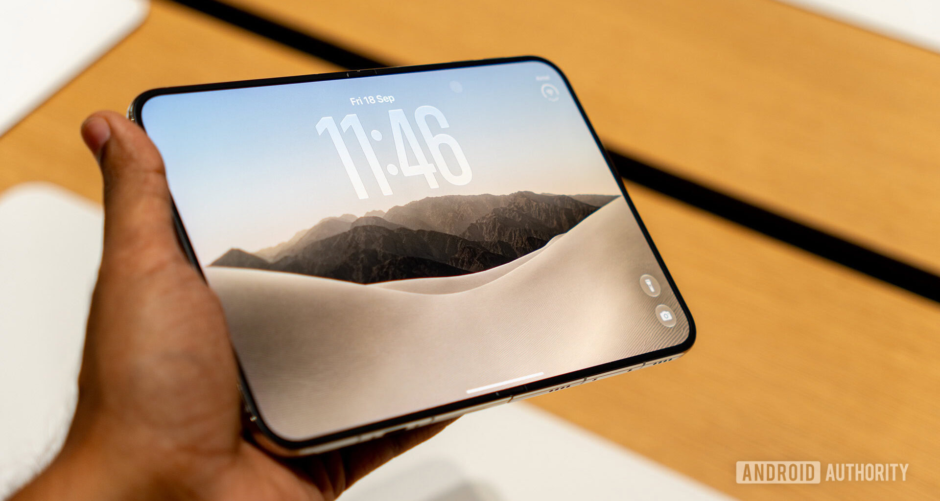 Apple iPhone Duo Hands On Inner Display with no crease and under display camera visible