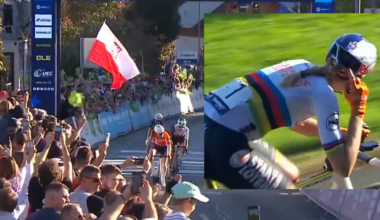 Why did Vollering and Pieterse tap their helmets in celebration?