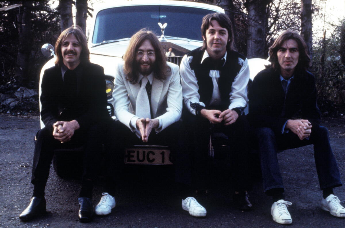 The Beatles during a photo session in Twickenham, 9 April 1969.