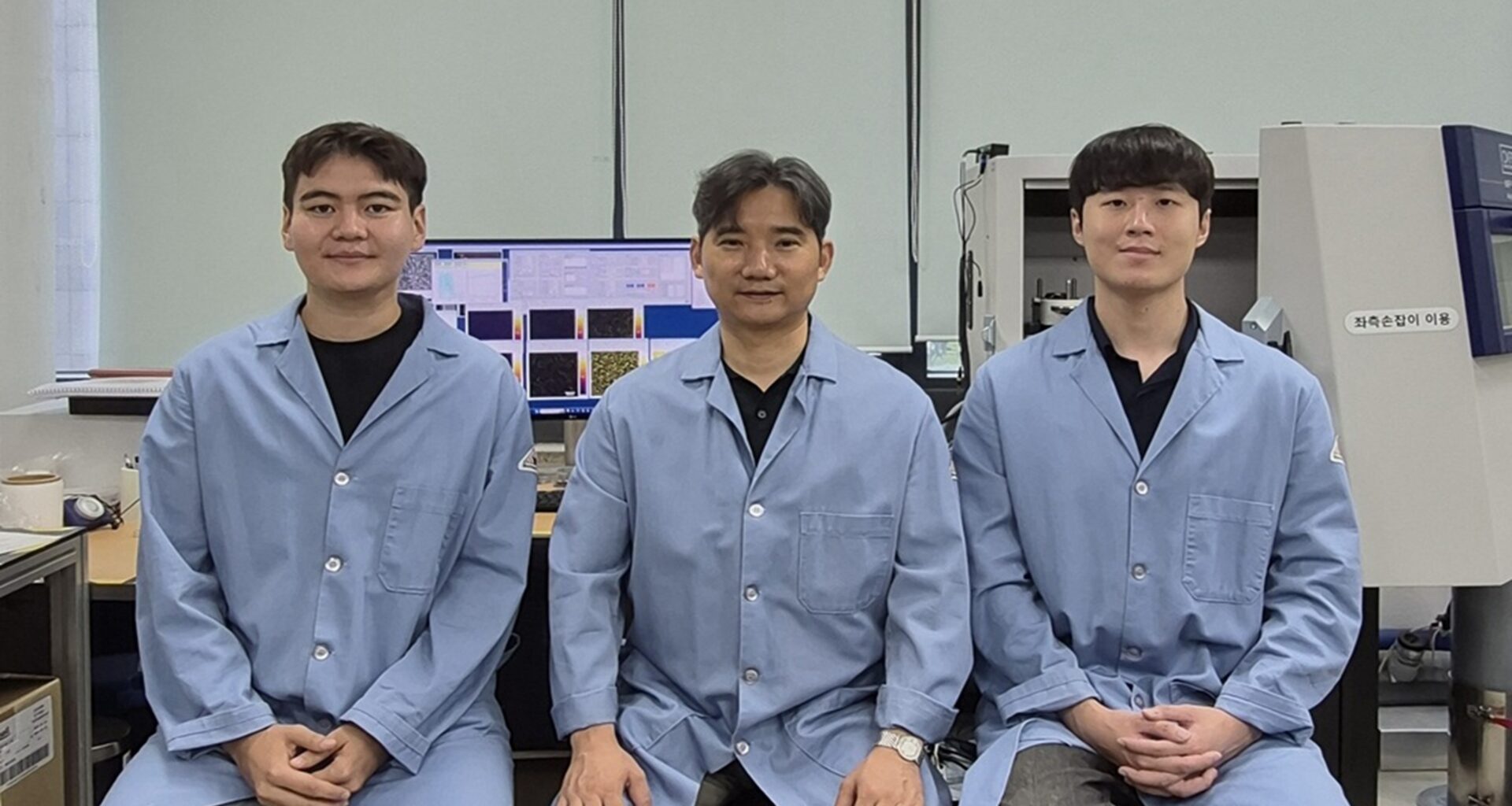 The research team. From left: Dr. Batzorig Buyantogtokh, Professor Seungbum Hong, and Ph.D. candidate Sheung Hun Kim (KAIST).