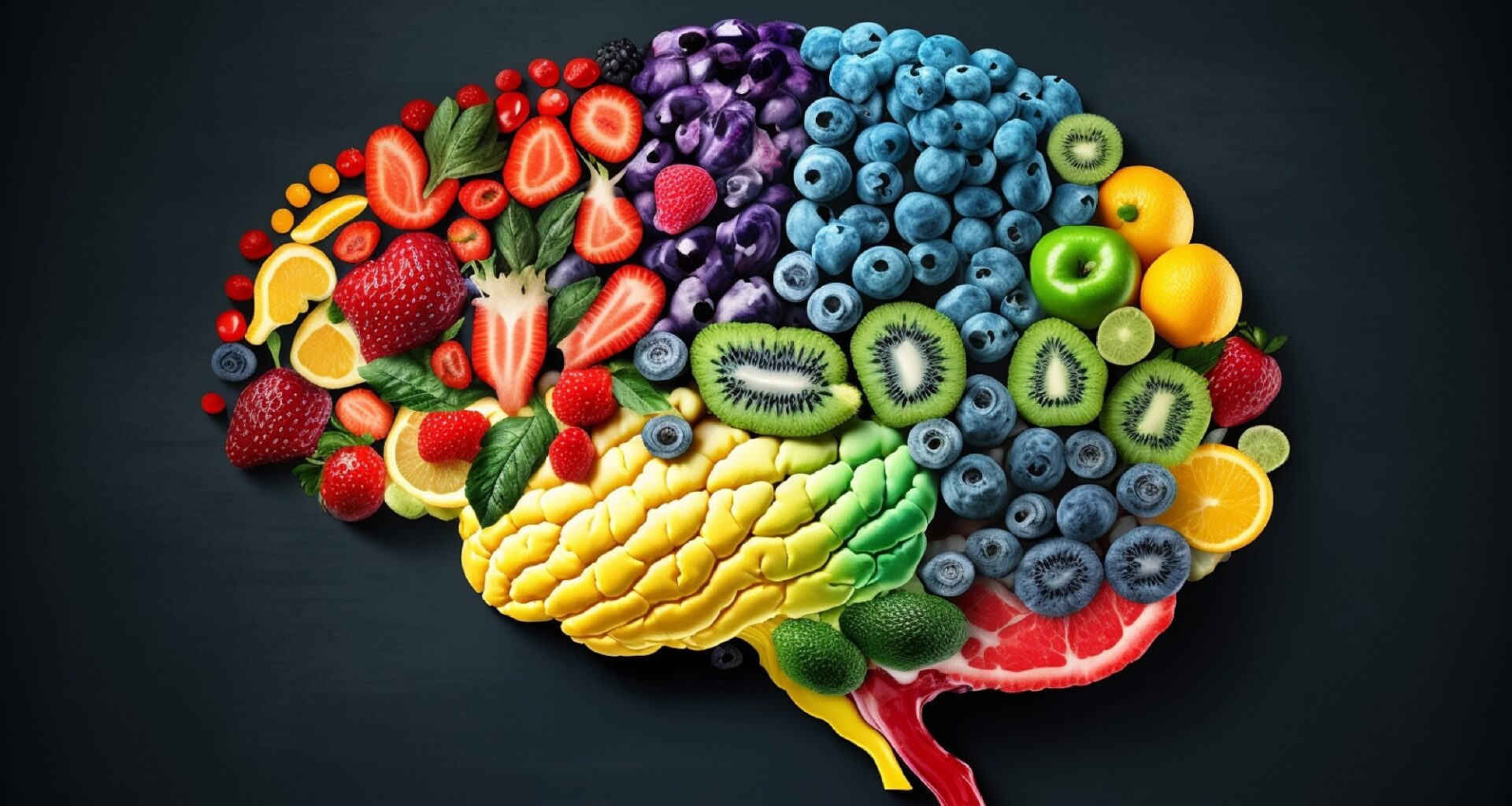 brain made of fruits: Healthy food concept.