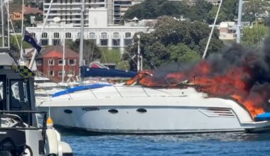 Yacht gutted by fierce blaze off Double Bay