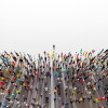 Businessman leader leading a large group of people. Low poly style. Society and business world. Conceptual 3D illustration