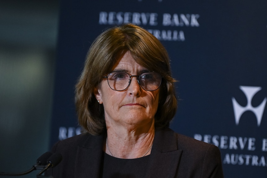 Michele Bullock speaking at a lectern. 