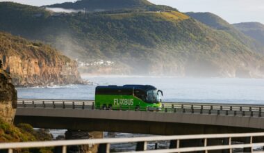 A FlixBus driving through Australia