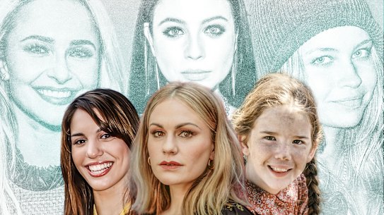 Former child stars (front, from left) Christy Carlson Romano, Anna Paquin and Melissa Gilbert, and (back, from left) Hayden Panettiere, Michelle Trachtenberg and Daveigh Chase.