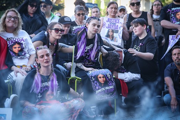 Jayda’s family at the smoking ceremony in memory of Jayda Allen in Carlton.