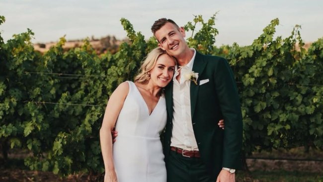 A devastated Laura Stewart with her beloved husband, Daniel.