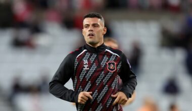 <p>SUNDERLAND, ENGLAND - SEPTEMBER 12: Granit Xhaka of Sunderland warms up before the Premier League 2026/27 match between Sunderland and Arsenal FC at Stadium of Light on September 12, 2026 in Sunderland, England. (Photo by WM Sport Media/Getty Images)</p>