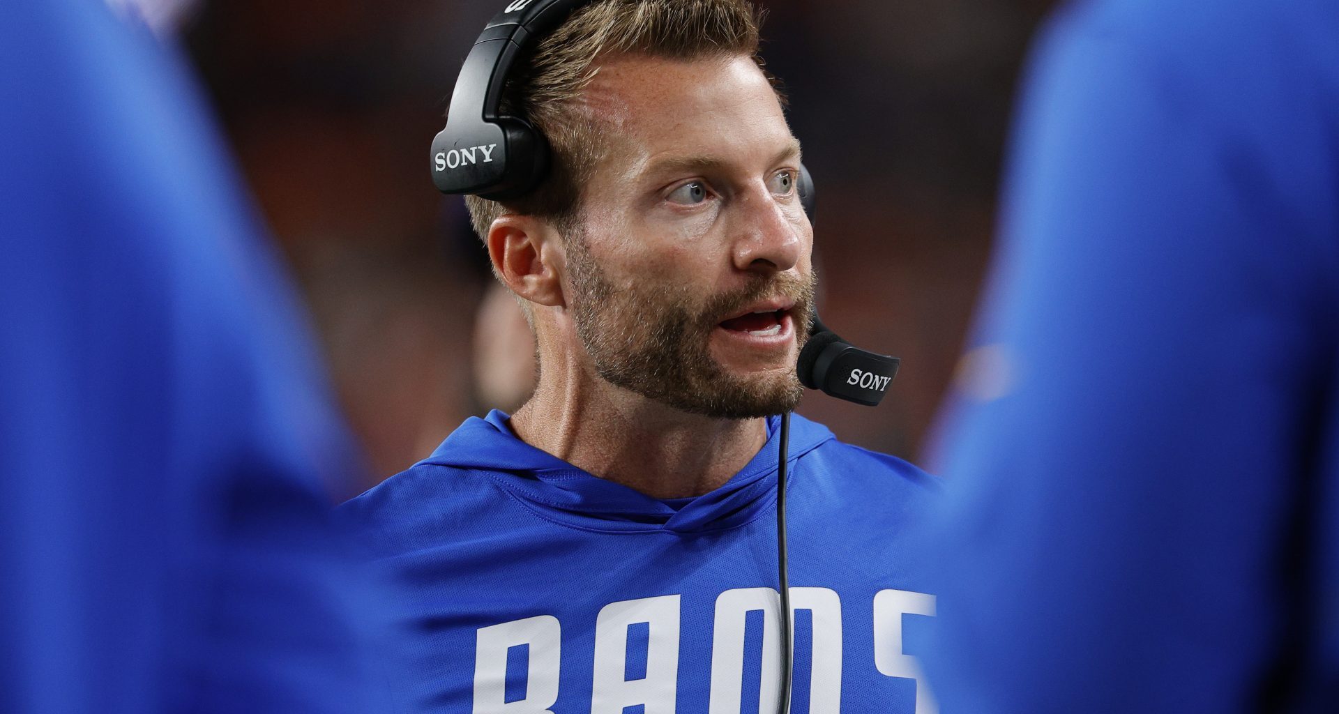 Sep 27, 2026; Denver, Colorado, USA; Los Angeles Rams head coach Sean McVay looks on during the first half against the Denver Broncos at Empower Field at Mile High.