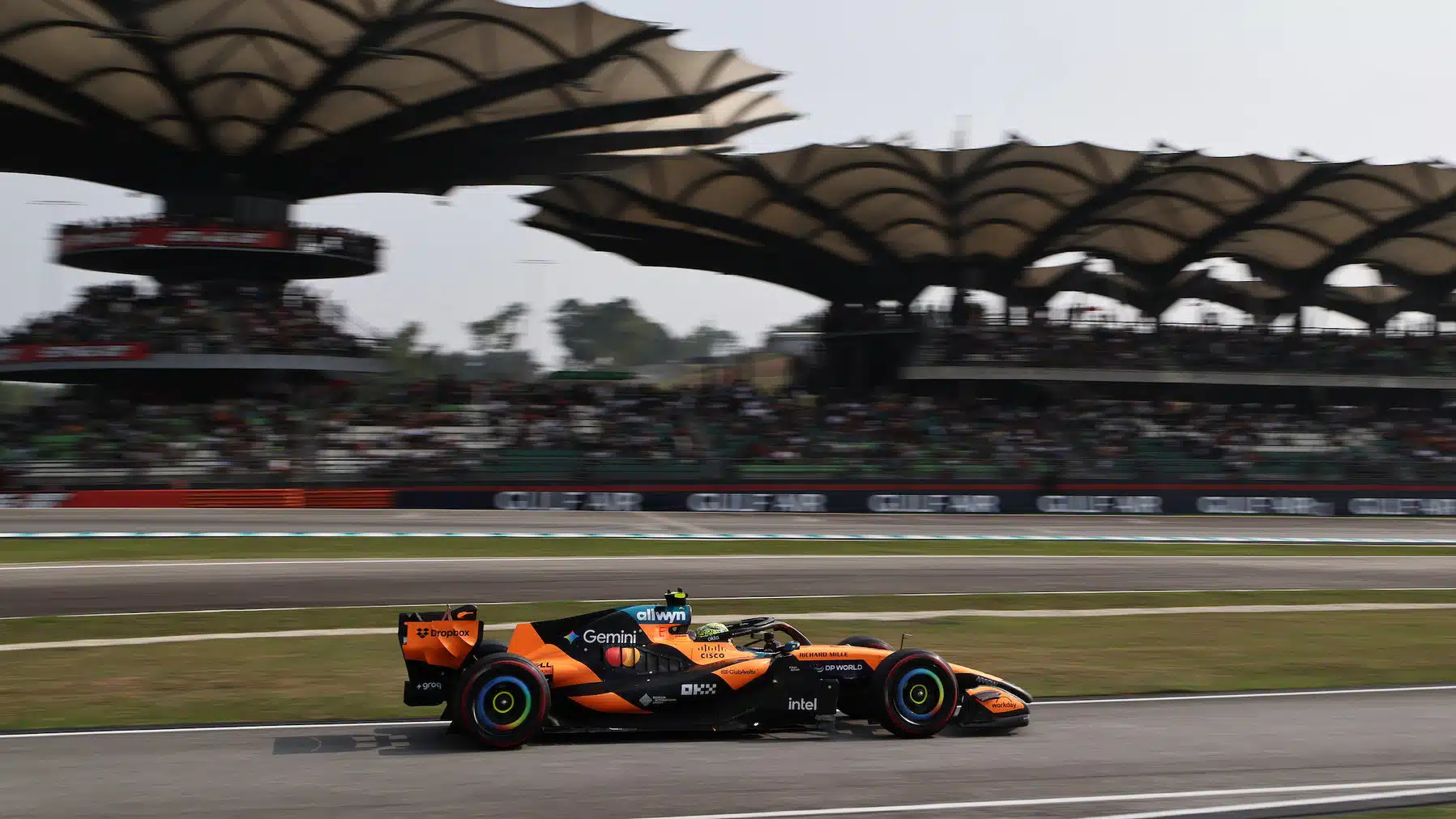Lando Norris (McLaren-Mercedes) during qualifying for the 2026 Bahrain Grand Prix at the Sepang