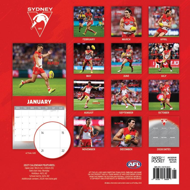 Swans original calendar featured three of the 'Pullman Five'